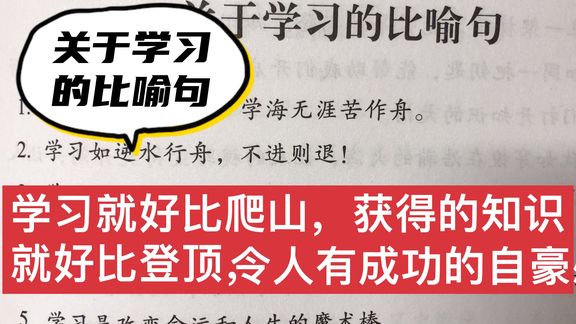 优美句子积累:学习就好比爬山,获得的知识就好比登顶,令……